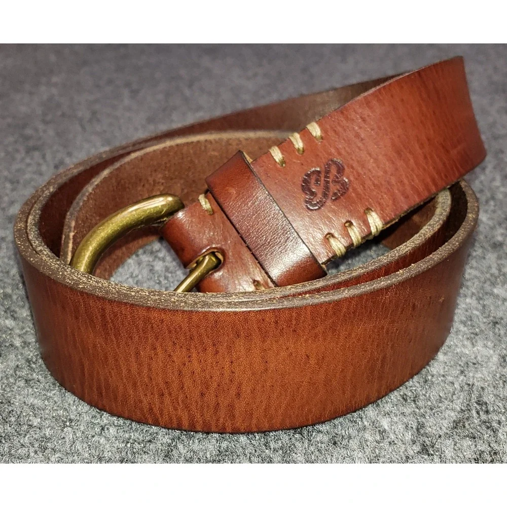 Eddie Bauer Belt Large Brown Italian Leather Made in England Vintage